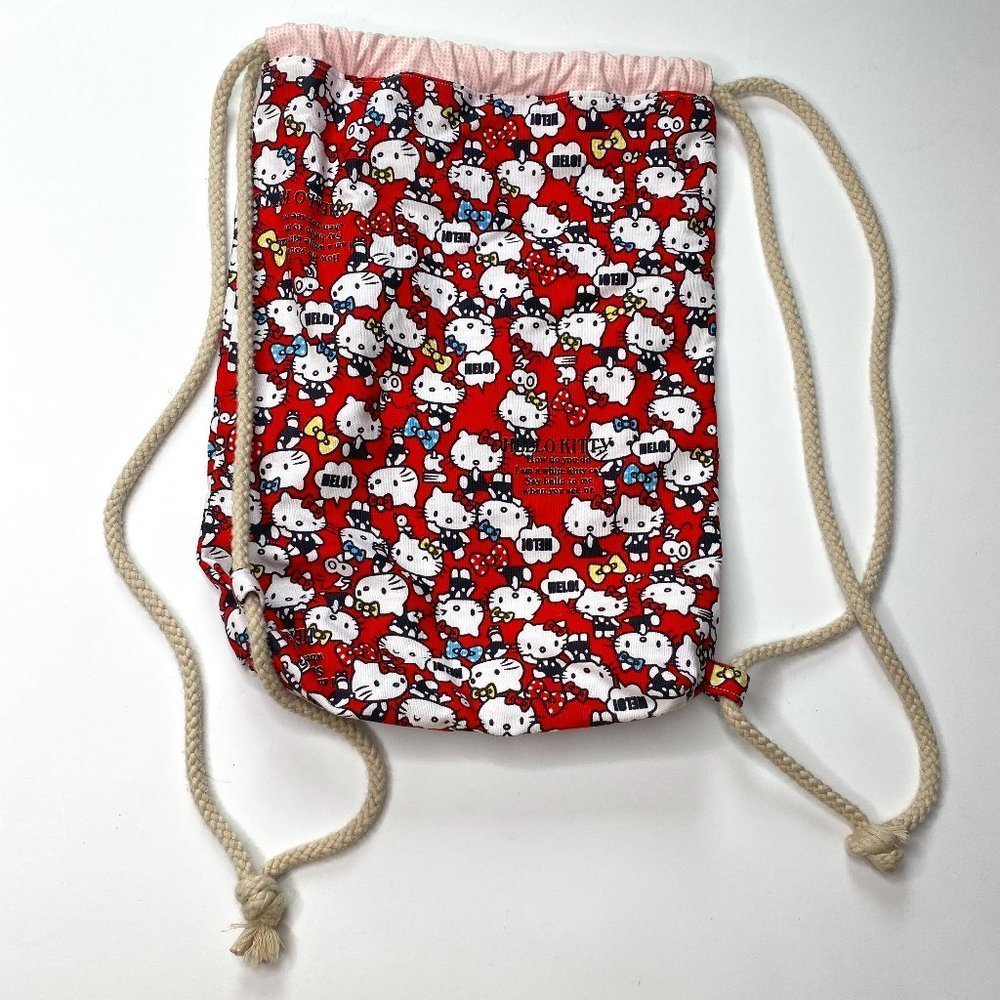 Hello Kitty, NWOT, sailor drawstring backpack tote in red, black and white.